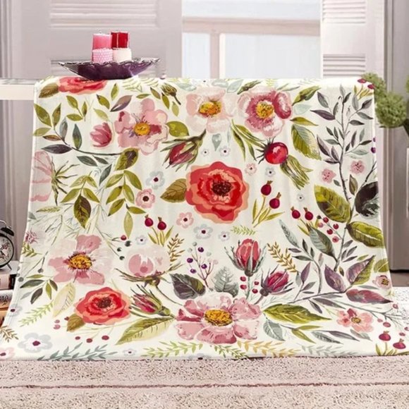 New Boho Floral Throw Blanket Bedspread Bedding - 50" x 60" - Picture 3 of 4